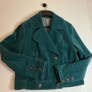 Free People Teal Corduroy Moto Jacket Size M